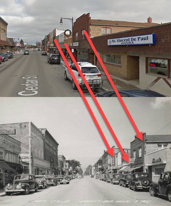 Cedar Theatre - 2016 Street View Compared To Historical Photo (newer photo)